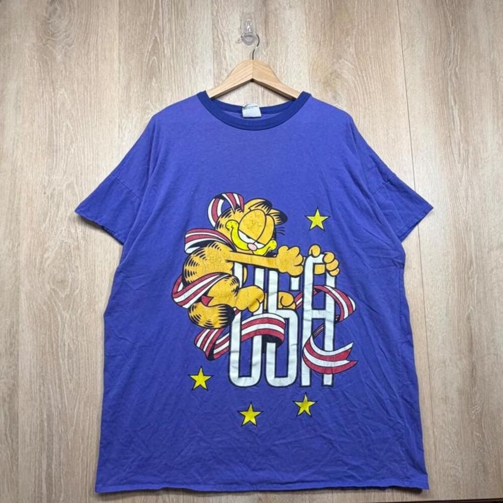 Garfield Men's Blue and Purple T-shirt